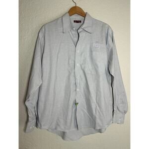 Rotary Club Embroidered Wheel Men’s Light Blue Button Down Shirt Logo Large